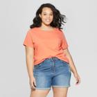 Women's Plus Size Short Sleeve Crew Neck Meriwether Pocket T-shirt - Universal Thread Orange
