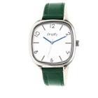 Simplify The 3500 Men's Leather-band Watch - Silver/forest Green