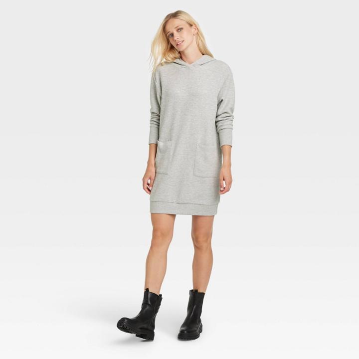 Women's Long Sleeve Hoodie Dress - Who What Wear Gray