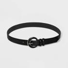 Women's Faux Leather Inlet Belt - A New Day Black