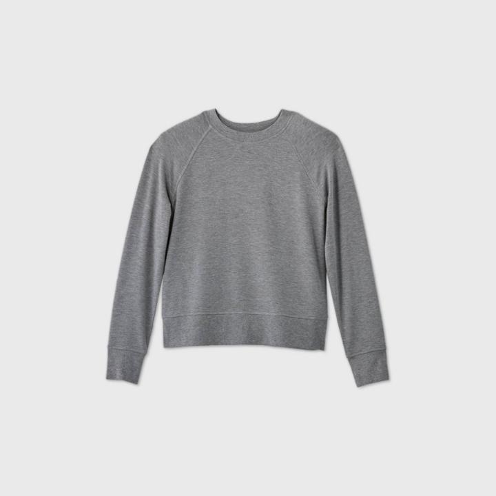 Women's Plus Size Crewneck Fleece Pullover - A New Day Heather Gray