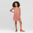 Girls' Button Front Romper - Art Class Brown