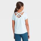 All In Motion Petitegirls' Short Sleeve Criss Cross Back T-shirt - All N Motion Ice Blue Xs, Girl's, Size: Xxl, White Blue