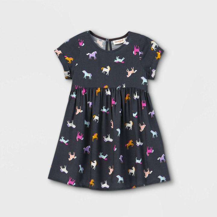 Toddler Girls' Short Sleeve Dress - Cat & Jack Dark Gray