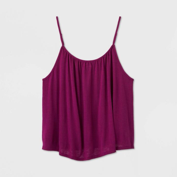 Women's Plus Size Scoop Neck Linen Cami Top - A New Day Purple 1x, Women's,