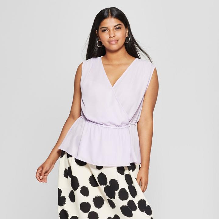 Women's Plus Size Sleeveless Wrap Top - Who What Wear