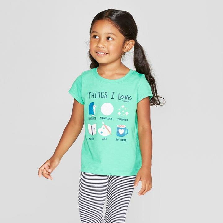 Toddler Girls' Short Sleeve 'things I Love' Graphic T-shirt - Cat & Jack Green