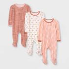 Baby Girls' 3pk Earth & Sky Sleep N' Play - Cloud Island Pink