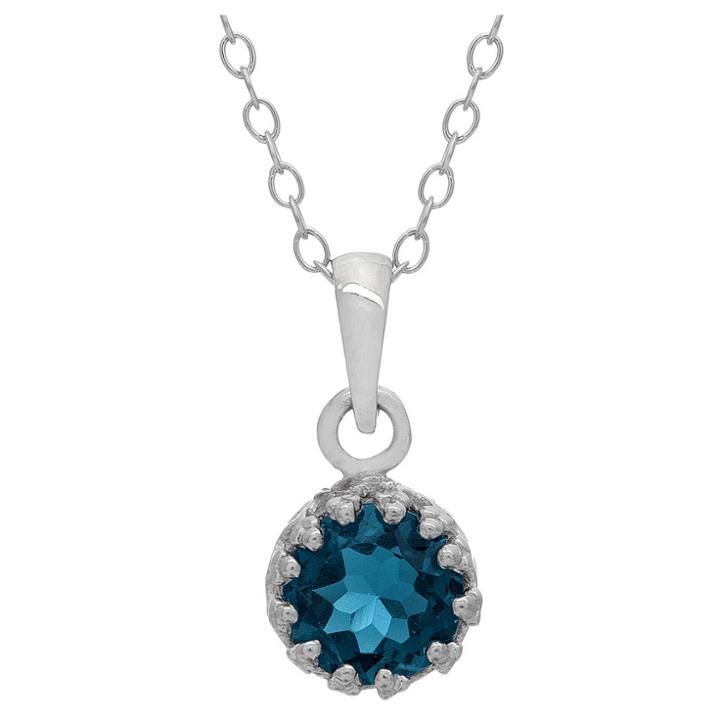 5/6 Tcw Tiara London Blue Topaz Crown Pendant In Sterling