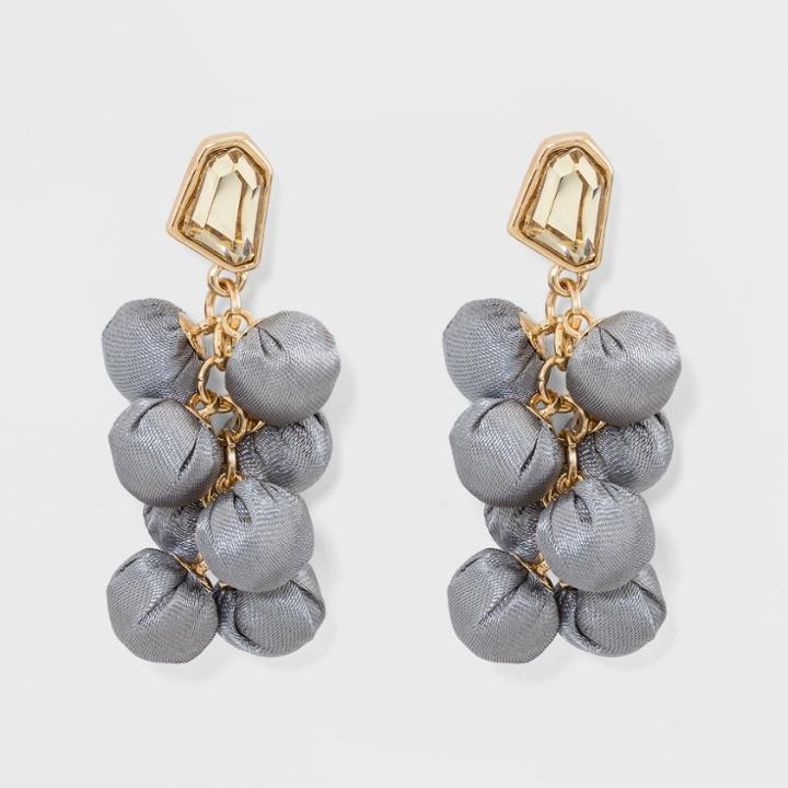 Wrapped Bubble Bead Cluster Ball Drop Earrings - A New Day Gray