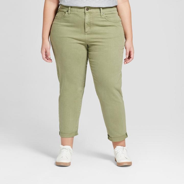 Women's Plus Size Boyfriend Crop Jeans - Universal Thread Green