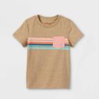 Toddler Boys' Chest Striped Pocket Short Sleeve T-shirt - Cat & Jack Pink/tan
