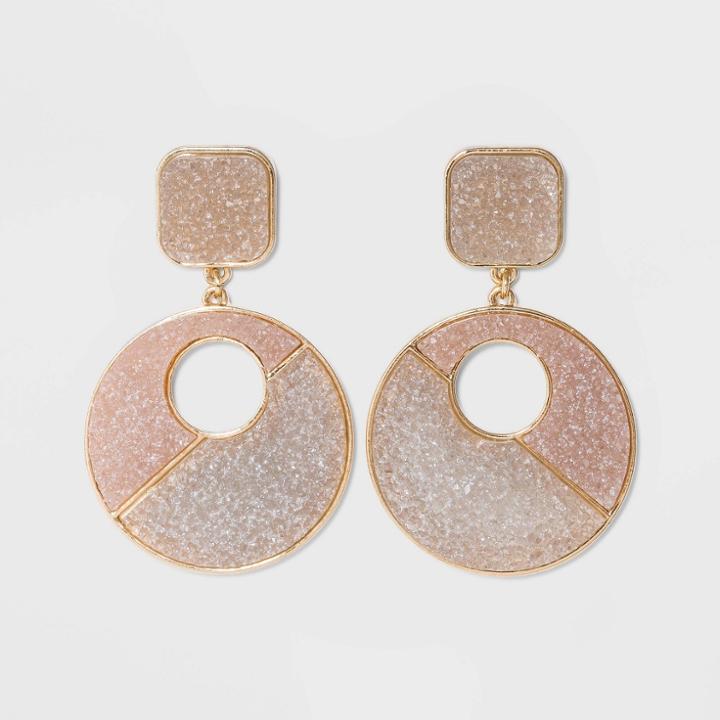 Sugarfix By Baublebar Two-tone Druzy Drop Earrings - Champagne/light Gray, Women's, Beige