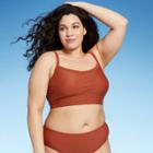 Juniors' Plus Size Longline Bikini Top - Xhilaration Rust X, Red