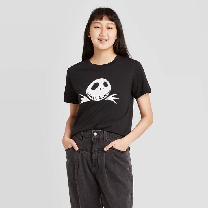 Women's Disney Jack Nightmare Before Christmas Short Sleeve Graphic T-shirt - Black