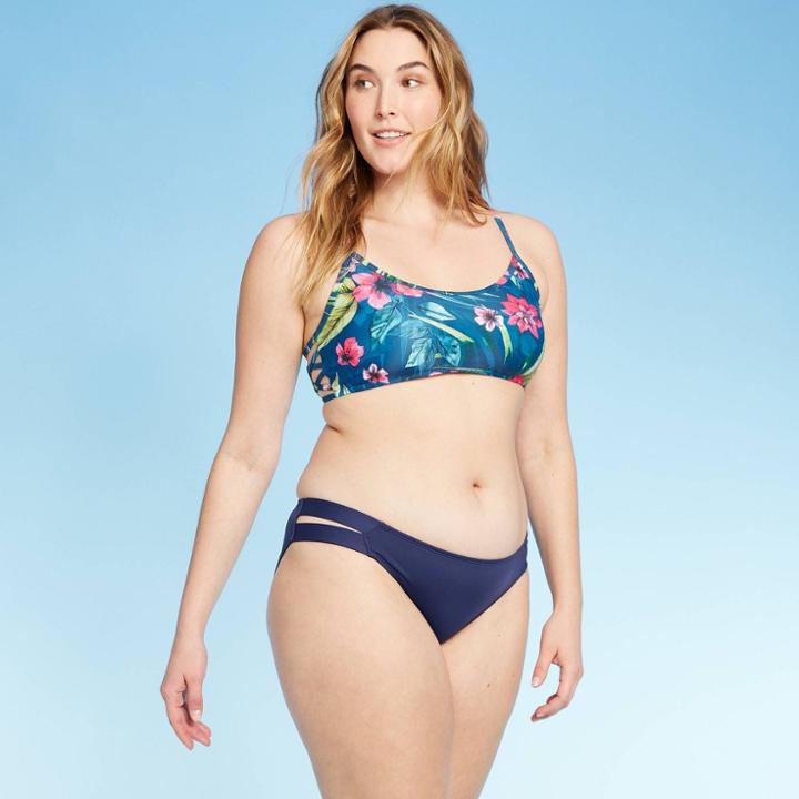 Women's Medium Coverage Double Tab Hipster Bikini Bottom - Kona Sol Navy S, Size: