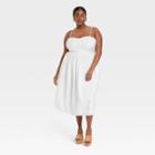 Women's Plus Size Sleeveless Eyelet Sun Dress - A New Day White