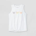 Girls' Knot Front Graphic Tank Top - Art Class White