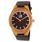 Earth Wood Aztec Men's Leather-band Watch - Dark Brown/black