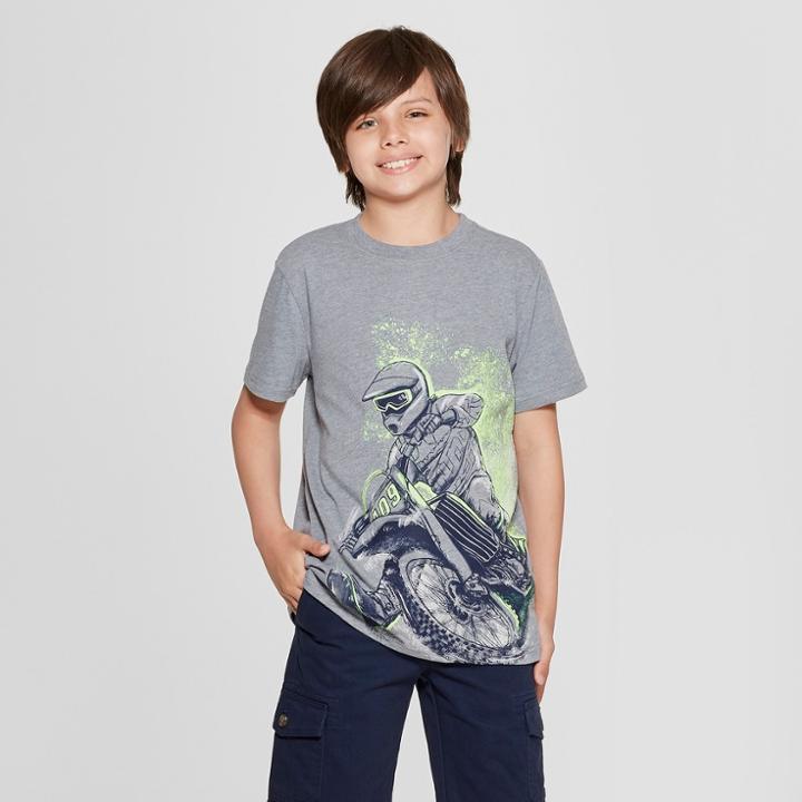 Petiteboys' Short Sleeve Motorcycle Graphic T-shirt - Cat & Jack Gray S, Boy's,