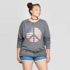 Women's Plus Size Peace Flag Graphic Sweatshirt - Grayson Threads (juniors') - Heather Gray