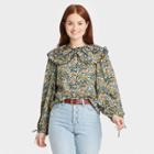 Women's Balloon Long Sleeve Embroidered Button-down Shirt - Universal Thread Floral