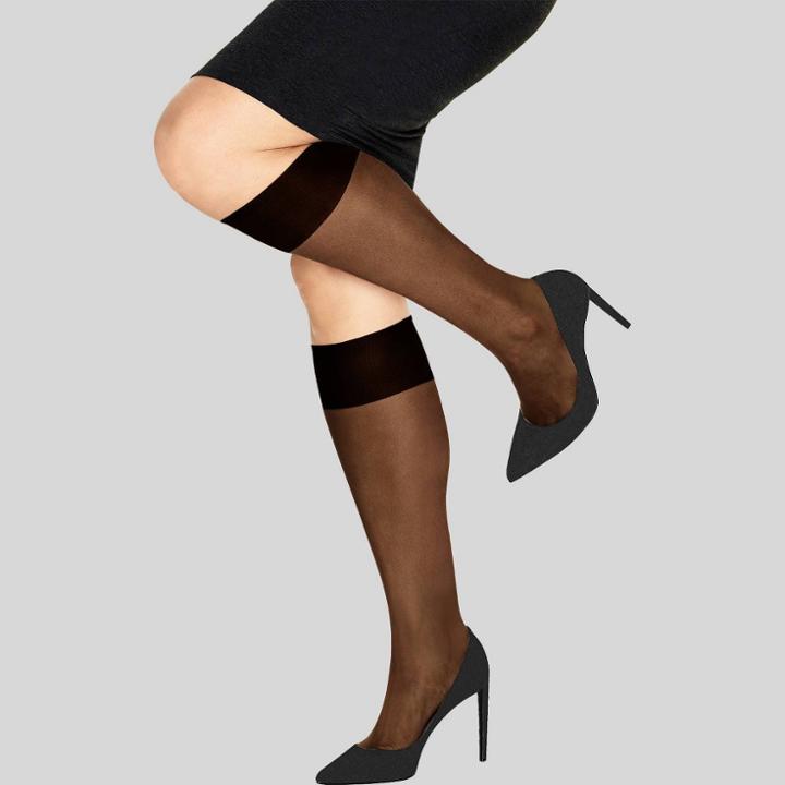 L'eggs Women's 8pk Knee-hi Plus Stockings - Black