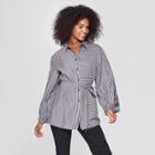 Women's Striped Long Sleeve Nouveau Button-up Tunic - Who What Wear Black/white Xxl, Black/white