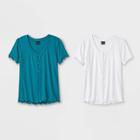 Girls' Button Front 2pk Shirt - Art Class Blue/white