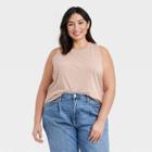Women's Plus Size Supima Tank Top - A New Day Beige