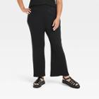 Women's Plus Size High-rise Ribbed Sweater Pants - Ava & Viv Black