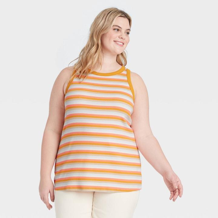 Women's Plus Size Ribbed Tank Top - Ava & Viv X