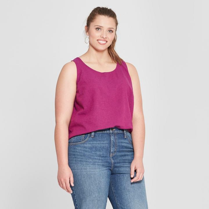 Women's Plus Size Woven Tank Top - Universal Thread Pink
