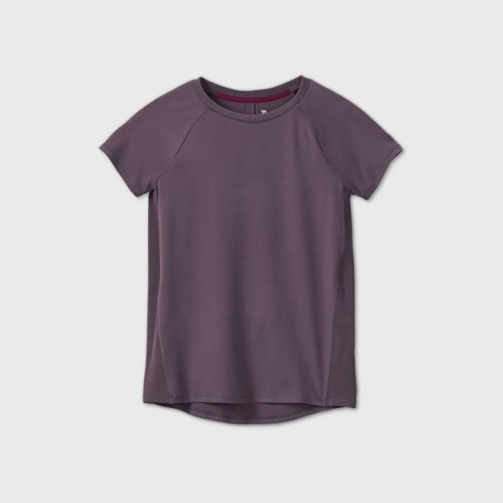 Girls' Pin-tuck Back Short Sleeve Performance T-shirt - All In Motion Dusty Purple