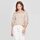 Women's Fair Isle Print Crewneck Long Sleeve Pullover Sweater - A New Day Cream L, Women's, Size: