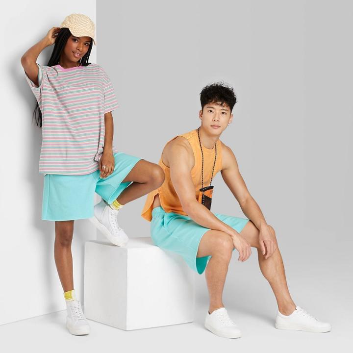 High-rise Fleece Bermuda Shorts - Wild Fable Light Aqua Blue