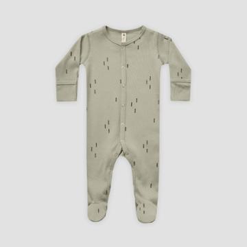 Q By Quincy Mae Baby Trees Brushed Jersey Footed Pajama With Handcuffs - Sage Green