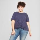 Target Women's Plus Size Twist Front Short Sleeve T-shirt - Universal Thread Navy (blue)