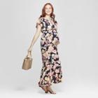 Maternity Floral Print Flutter Sleeve Maxi Dress - Isabel Maternity By Ingrid & Isabel Navy M, Infant Girl's, Blue