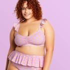 Women's Plus Size Flutter Strap Heart Print Bralette Bikini Top - Stoney Clover Lane X Target Lavender/orange