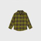 Toddler Boys' Long Sleeve Woven Plaid Button-down Shirt - Cat & Jack Olive Green 12m, Green/green