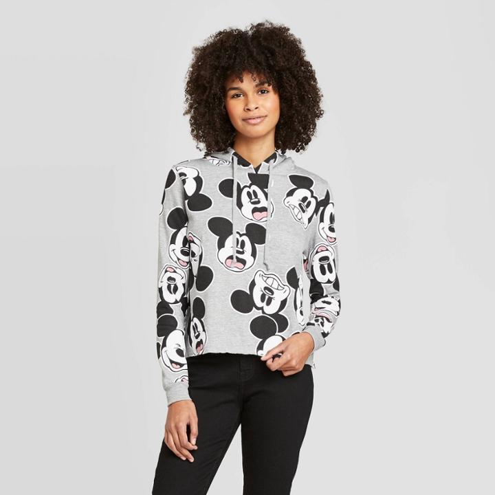 Women's Disney Mickey Mouse Hooded Sweatshirt (juniors') - Heather Gray