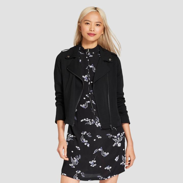 Women's Drapey Moto Jacket - Who What Wear Black