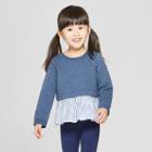 Genuine Kids From Oshkosh Toddler Girls' Quilted Pullover Sweatshirt - Navy