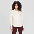Women's Striped Long Sleeve Collared Button-down Shirt - A New Day White Xs, Women's, Gray