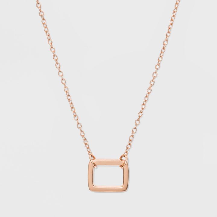 Distributed By Target Sterling Silver Open Square Necklace - Rose Gold