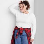 Women's Plus Size Long Sleeve Fitted T-shirt - Wild Fable White