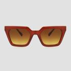 Women's Rectangle Plastic Shiny Sunglasses - A New Day Brown