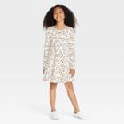 Girls' Printed Long Sleeve 100% Cotton Dress - Cat & Jack Off-white