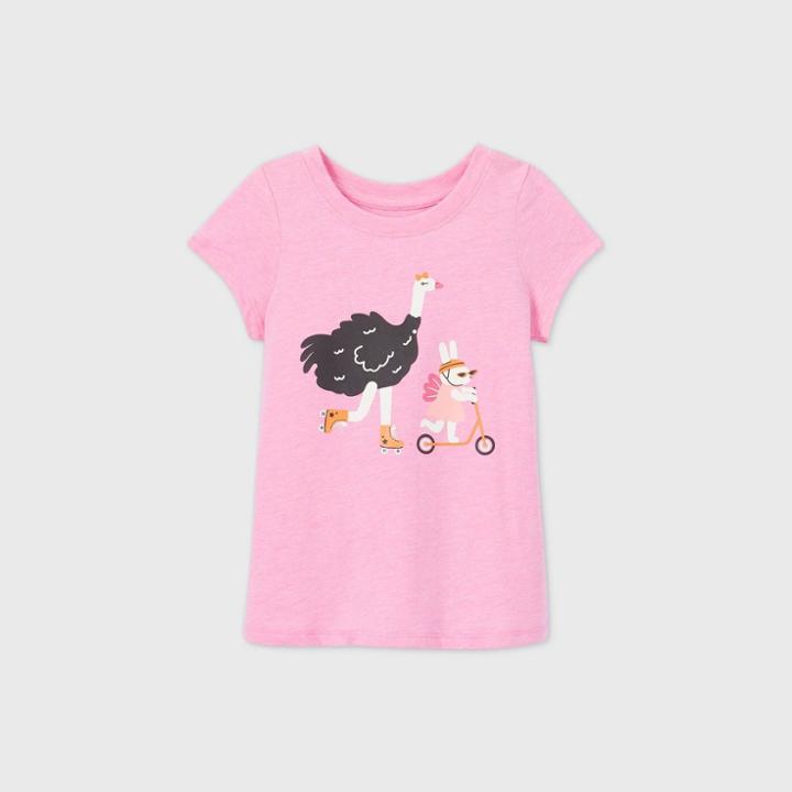 Toddler Girls' Skating Animals Short Sleeve T-shirt - Cat & Jack